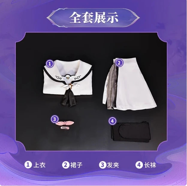 Summer Pockets Naruse Shiroha Sorakado Ao Cosplay Costume Halloween Sweet JK Dress Hair Accessories Socks Top Uniform Woman Set