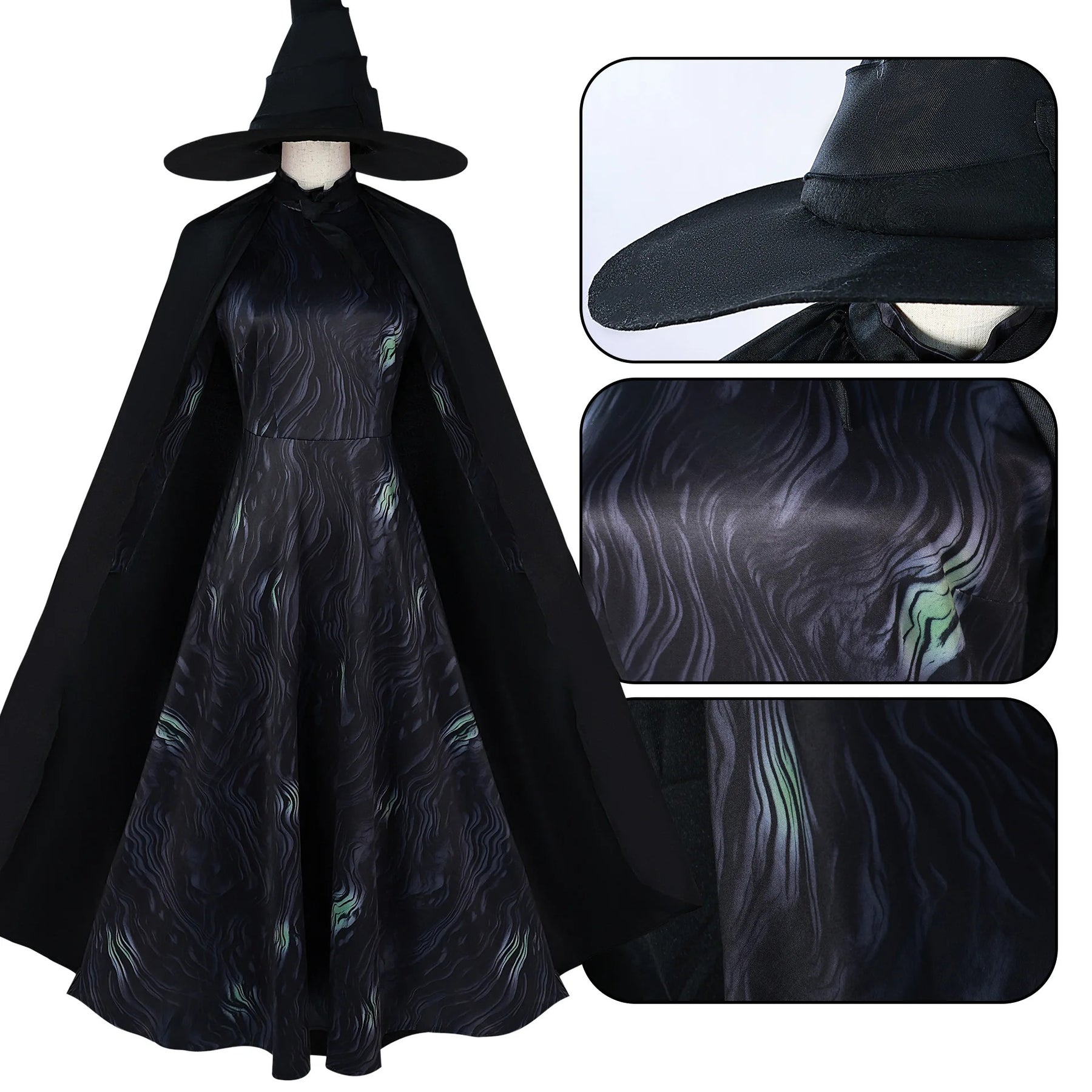Anime movie magic witch Elphaba Glinda cosplay wicked uniform dress pink black lolita dress wigs hat Halloween party Shusheng