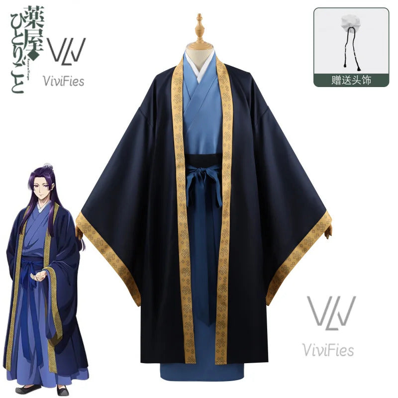 Maomao Jinshi Cosplay Costume Kusuriya no Hitorigoto The Apothecary Diaries Jinshi Wig Hanfu Green Uniform Kimono Headress Suit
