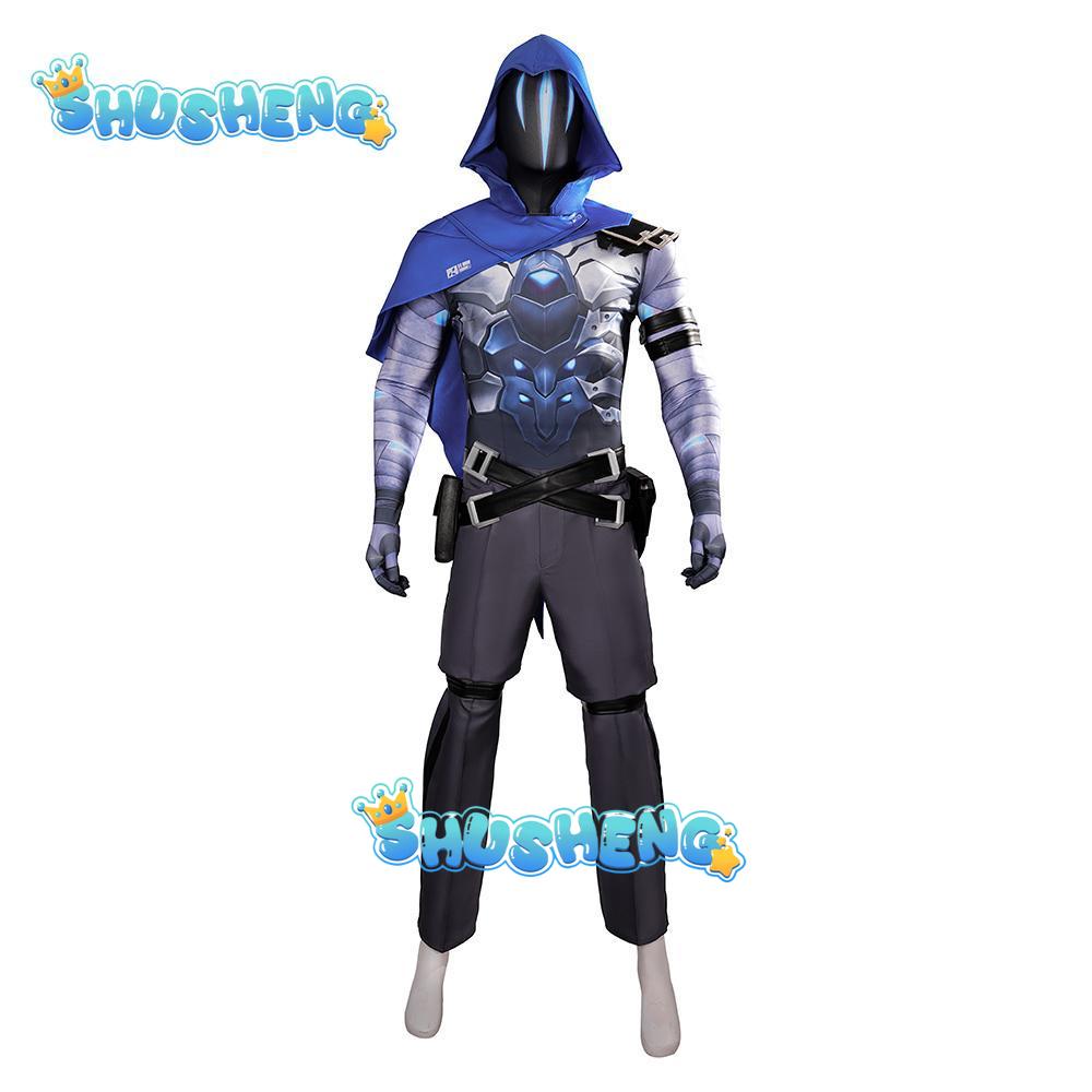 Valorant Omen Cosplay Costume Role Play Pants Hat Belt Outfits Men Halloween Carnival Party Suit