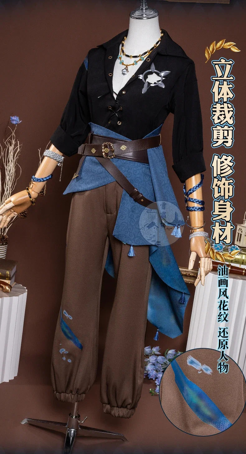 Shusheng-R Identity V Composer Cosplay Frederick Kreiburg Costume Shirt pants belt accessorie prop Halloween party fashion men women set