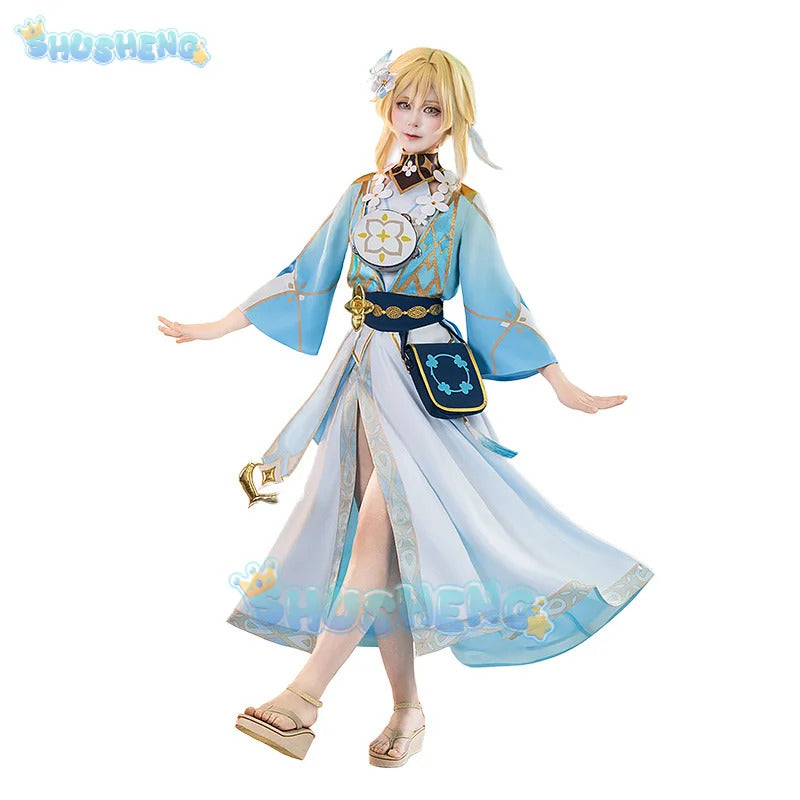 Genshin Impact Lumine Cosplay Costume The Knight of Flowers Uniform Halloween Carnival Party Christmas Play Role Clothing