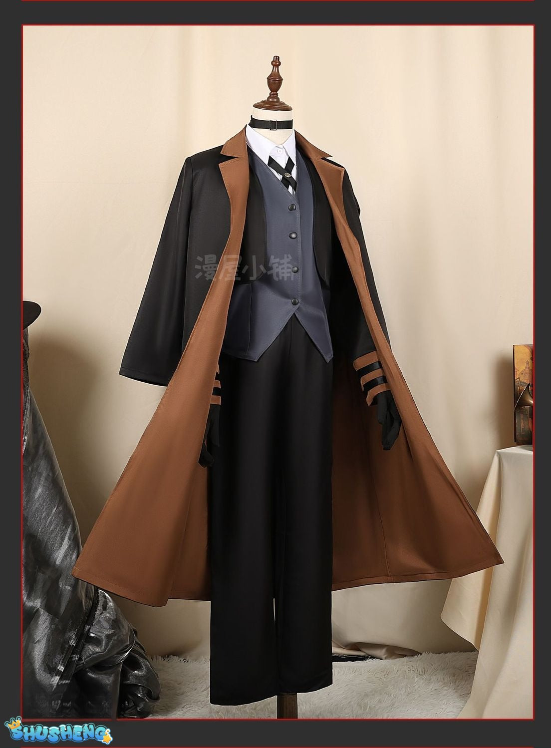 Nakahara Chuya Cosplay Costume Include Hat Uniform Trench Coat Pants Outfits Halloween Party for Comic Con