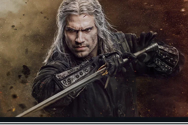 Geralt Witcher 3 Wild Hunt Cosplay Geralt Costume Men Handsome Black Leather Coat Belt Gloves Party Halloween Uniform Full Set