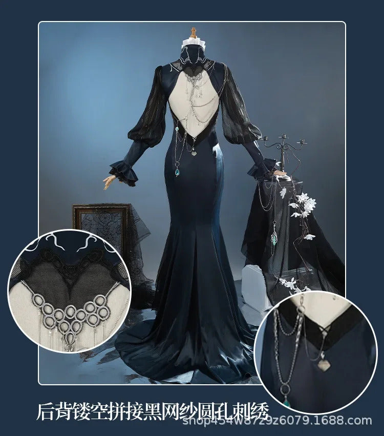 Shusheng-R Game Path to Nowhere MBCC-S-016 Cosplay Jelena Costume Halloween Party Sexy Black Long Dress Accessories Props Women's Uniform