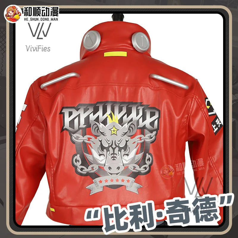 Game Zenless Zone Zero Billy Kid Cosplay Costume Wig Mask Guns Weapons Leather Uniform White Hair Cunning Hares Aka Gentle House
