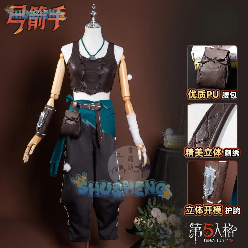 Shusheng-R Identity V Archer Cosplay Costume Brynhildr Vilulf Uniform Glasses Eye Patch Halloween Party for Women Girls Carnival Props