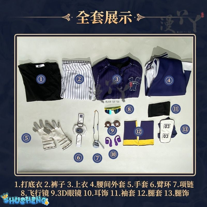 Game Identity V Ganji Gupta Batter Cosplay Costume Wig BLK Uniform Set Halloween Carnival Play Role Party Props Coaplay Clothes