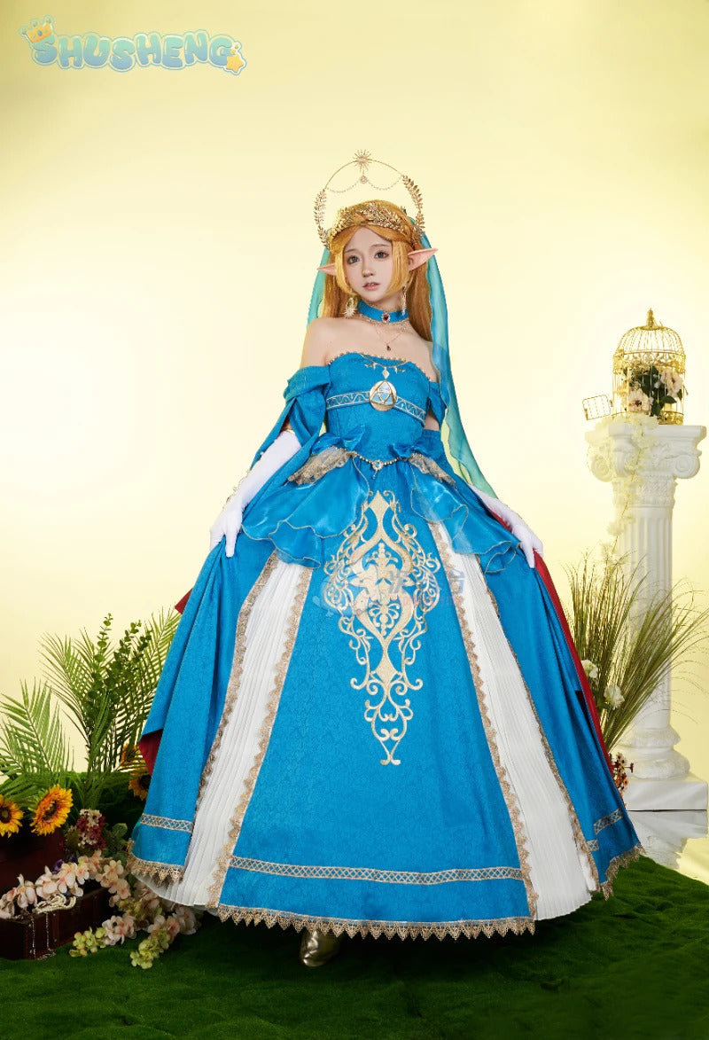 Zelda Cosplay Costume Halloween party wig Elf ears Accessories gorgeous cute Lolita dress Zelda princess Woman set