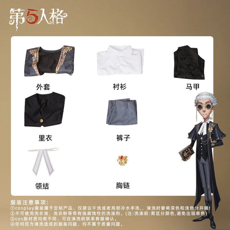 Identity Ⅴ Freddy Riley Lawyer The weight of justice Cosplay Costume Halloween New Fashionable Coat Shirt Vest Tie Prop Man Set