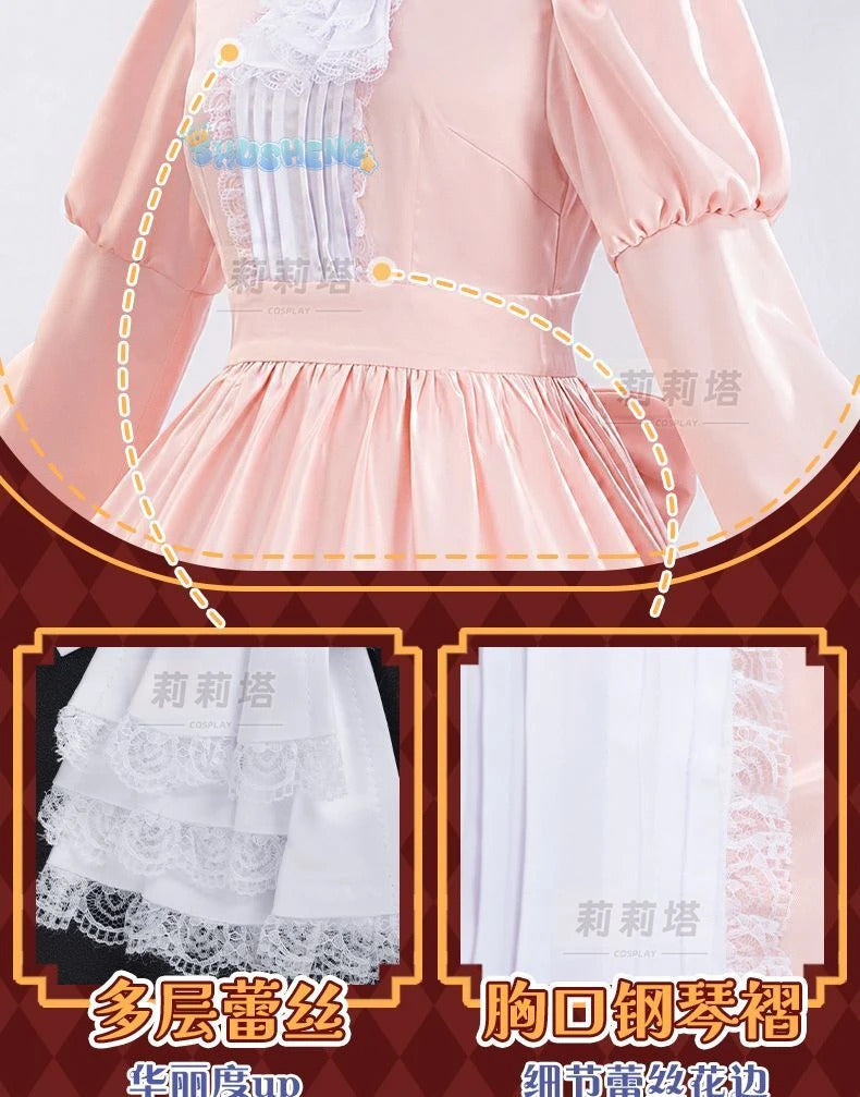 Victoric de Blois Cosplay costume Wig Anise Gosick Pink Dress Maid Lola Uniform Cloak hairpin Halloween Party Girls Women
