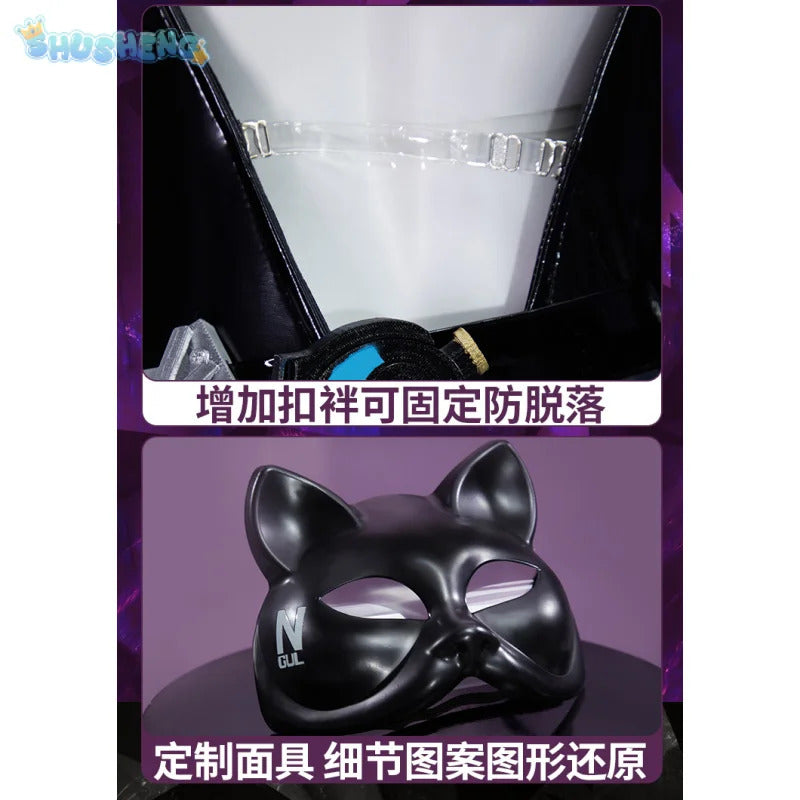 GODDESS OF VICTORY: NIKKE Quency Kansi Escape Queen Cosplay Costume Sexy black leather jumpsuit prop accessory Halloween set