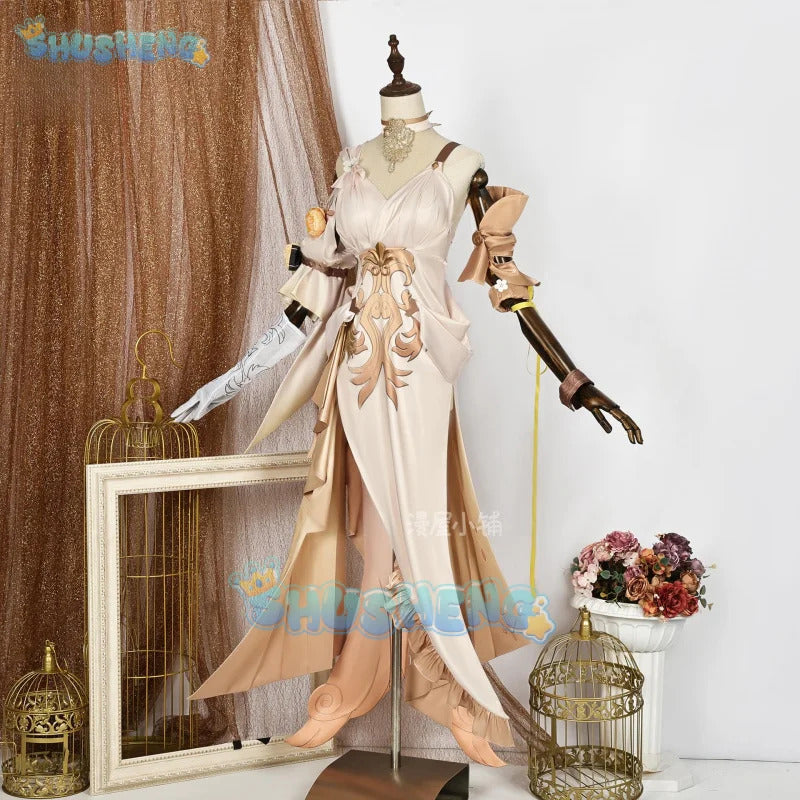 Honkai Star Rail Aglaea Cosplay Costume Wig Dress Headwear Amphoreus The Goldweaver Carnival Halloween Party Women Props