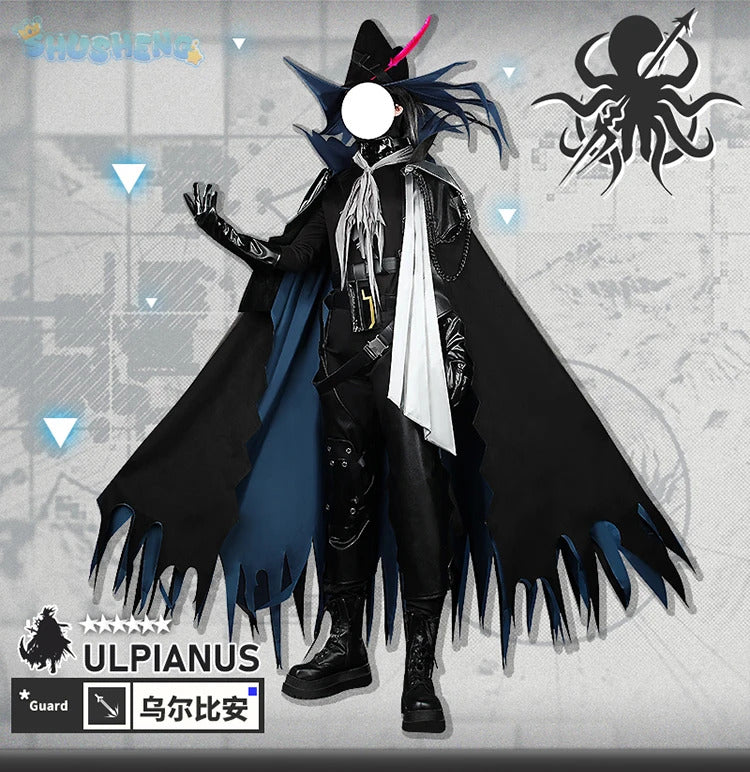Shusheng Arknights Ulpianus Cape Hat Cosplay Costume Cos Game Anime Party Uniform Hallowen Play Role Clothes Clothing