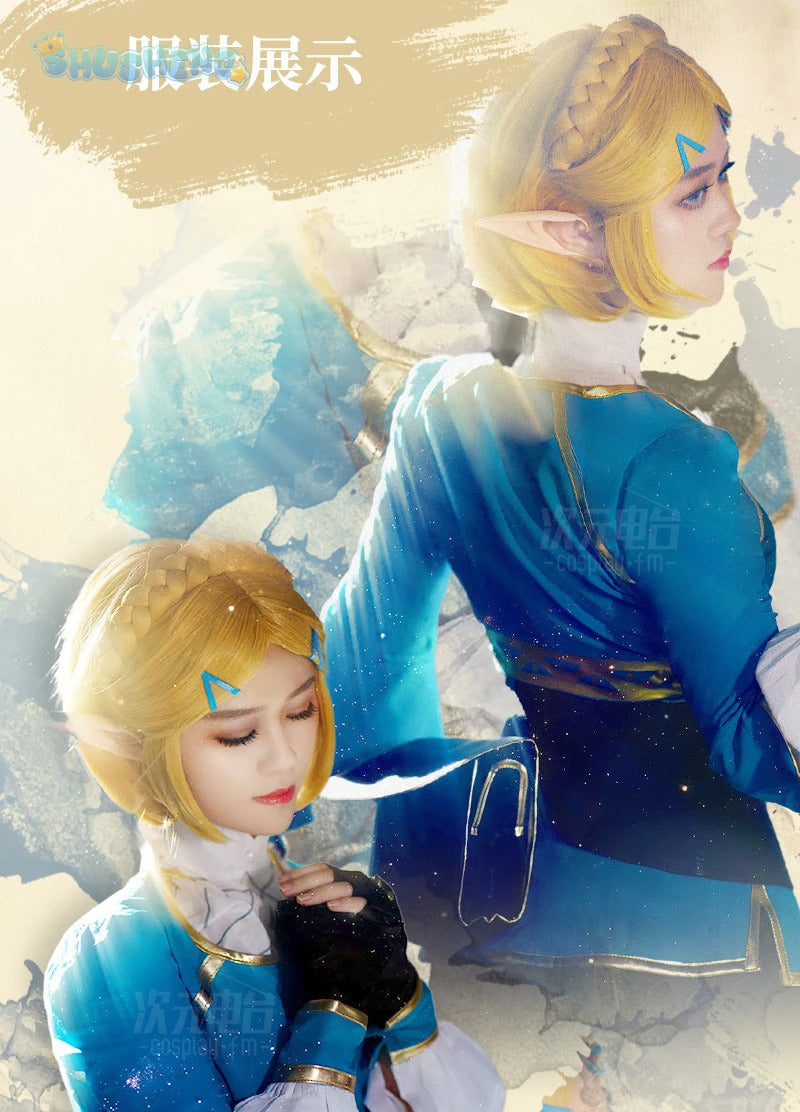 Game Princess Zelda Cosplay Costume Halloween Roleplay Masquerade Woman Accessories Wig Ears Complete Set