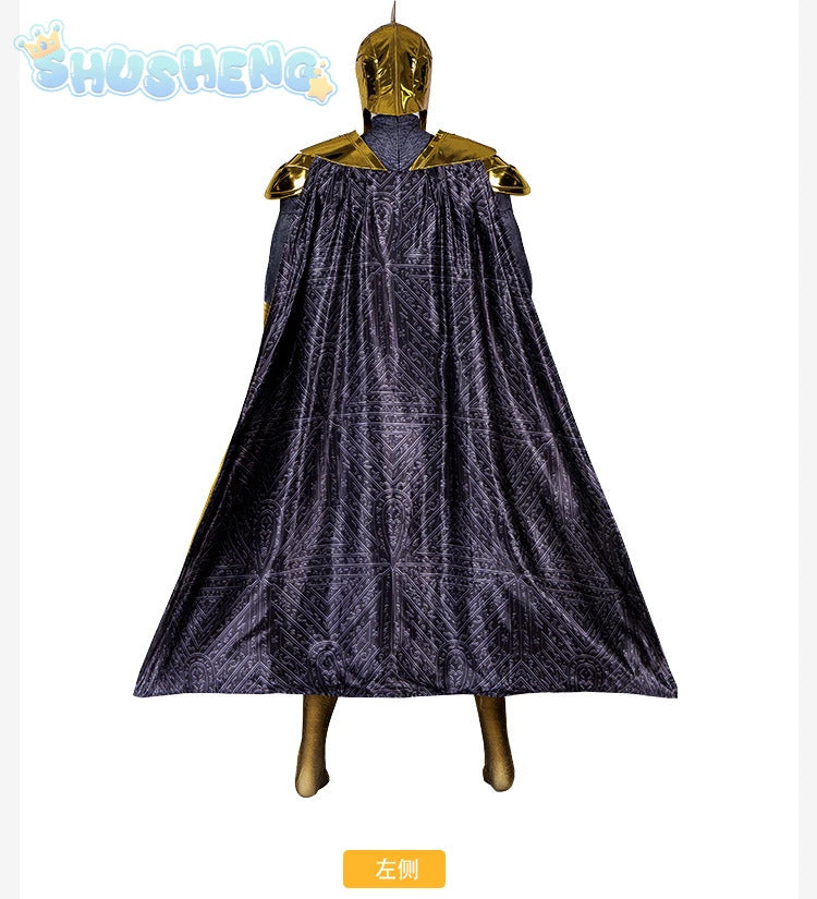 Movie Black Adam Cosplay Teth-Adam Costume Doctor Cos Fate Jumpsuit Headwear Cloak Halloween Party Men Combat Uniform Set