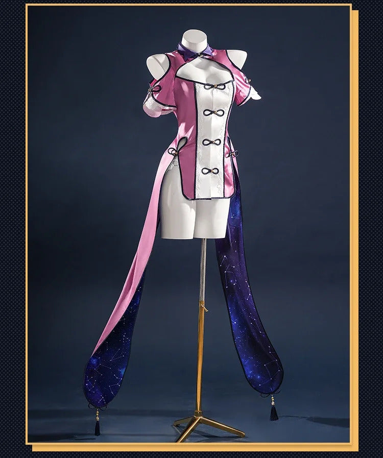 Shusheng-R Anime Date A Live Mukuro Hoshimiya Cosplay Costume Dress Spirit Form Outfit Lilac White Astral Qipao Halloween for Women Girls