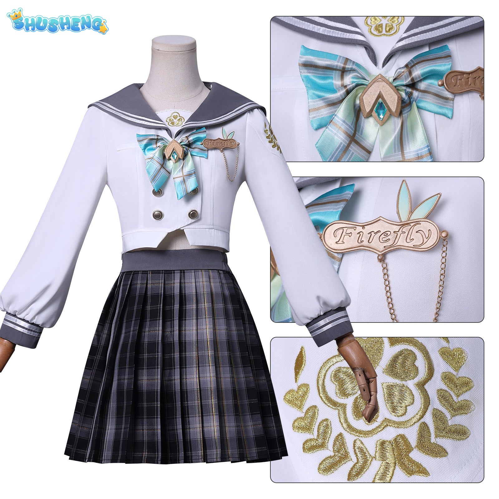 Anime Game Honkai Star Rail Fireflies Spring Missive Cosplay Clothing Full Set Costume Outfits For Woman JK Dress Cosplay Party