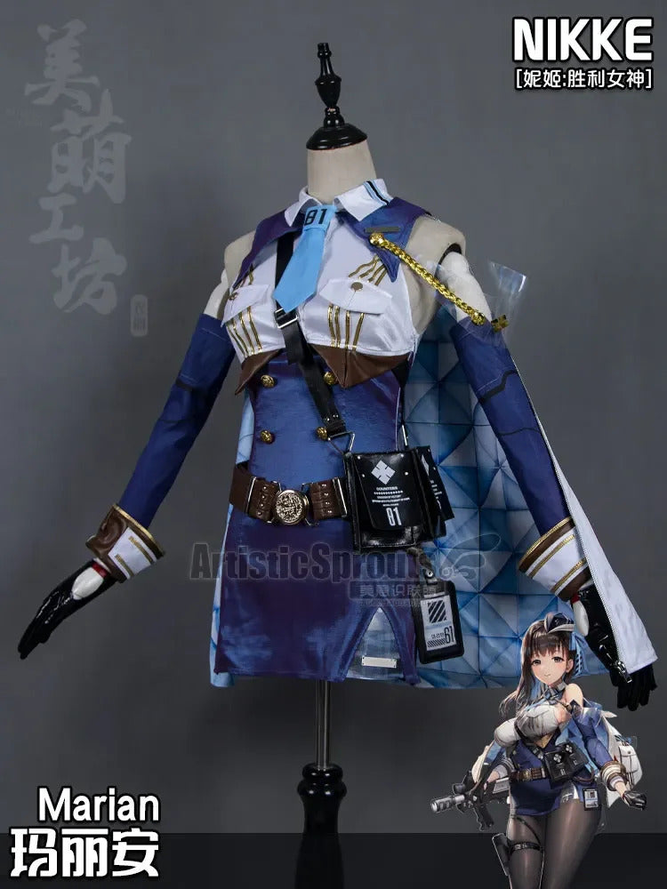 Nikke: Goddess of Victory Cosplay Marianne Costume Marian Women sexy bag buttocks skirt shirt tie hat socks Halloween uniform