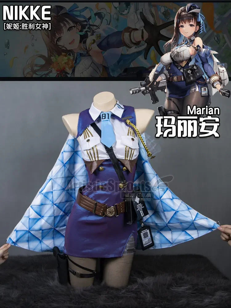 Nikke: Goddess of Victory Cosplay Marianne Costume Marian Women sexy bag buttocks skirt shirt tie hat socks Halloween uniform