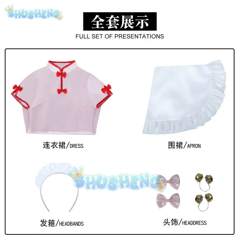 Anime Ranma 1/2 Shampoo Cosplay Costume Wig Dress Maid Uniform Cheongsam Headwear Ranma Saotome Halloween Party Women Girls Prop