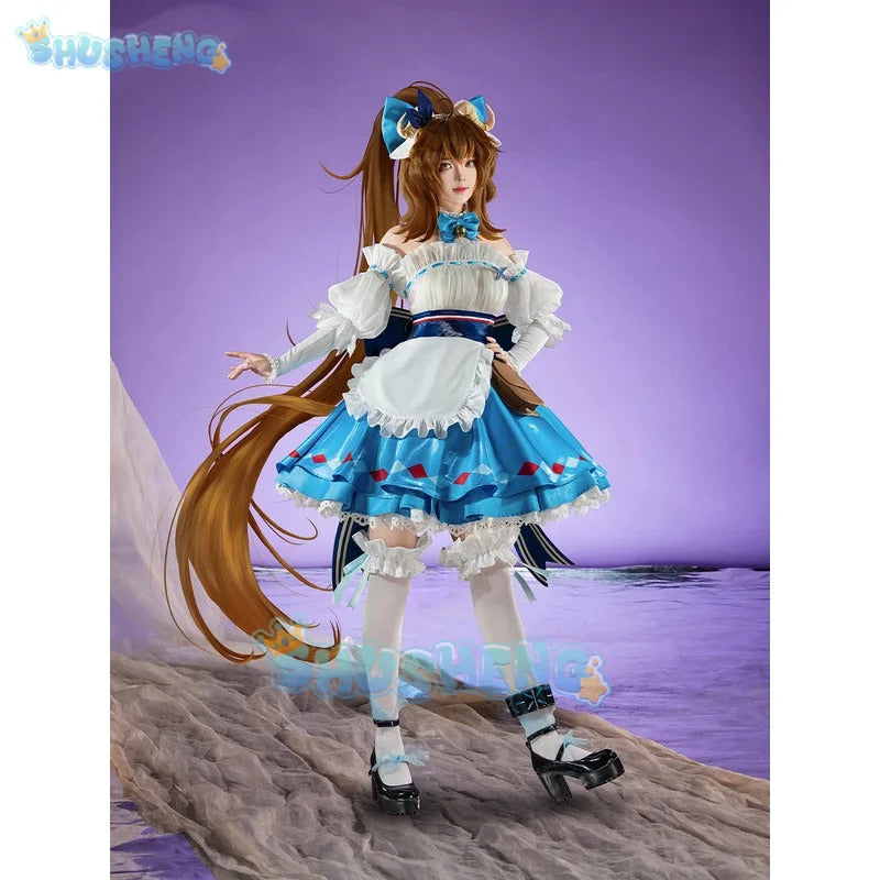 Shusheng Arknights Eyjafjalla A Picnic Before A Long Trip Game Suit Sweet Lovely Dress Cosplay Costume Halloween Party Outfit
