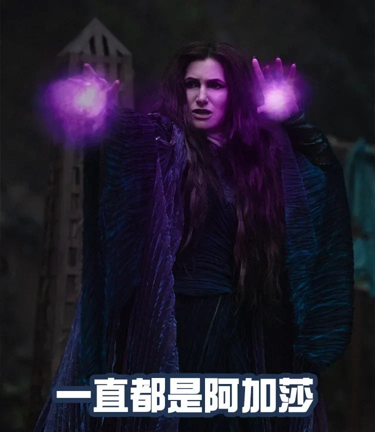 Movie Agatha Harkness Cosplay Agatha Cos All Along Costume New Elegant Dress Coat Shawl Accessories Set Christmas Party Full Set