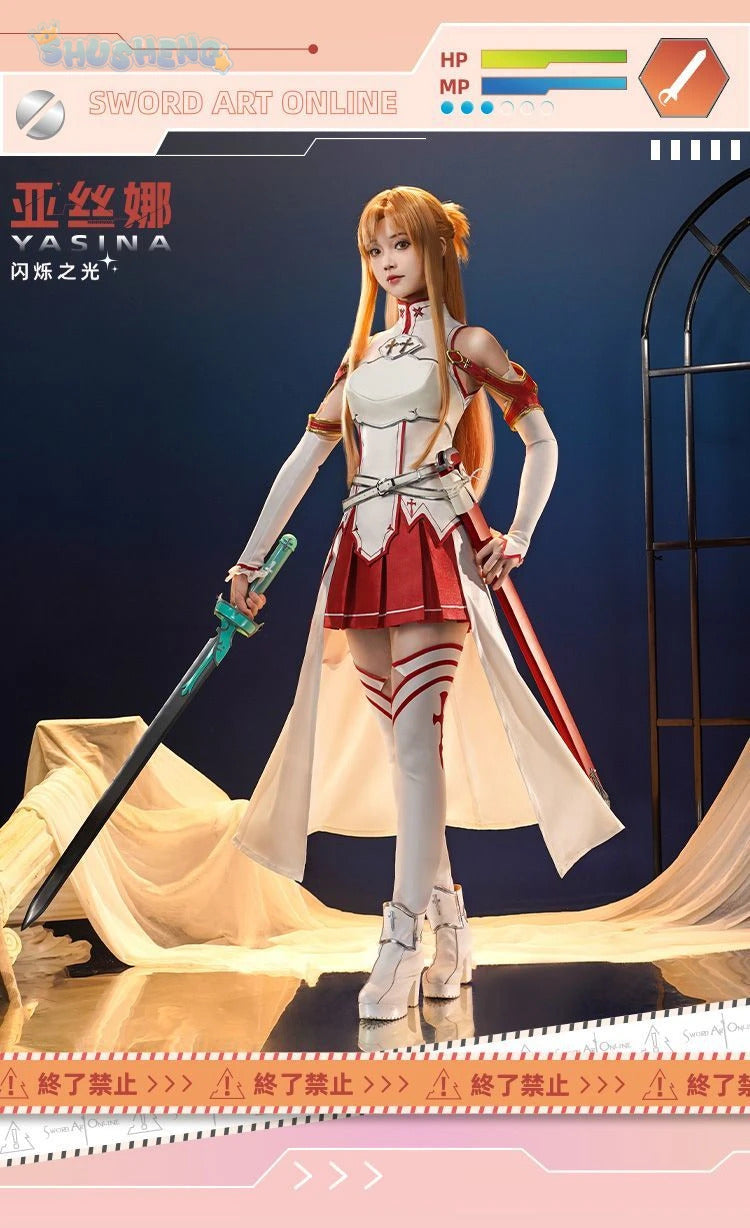 Yuuki Asuna Cosplay Anime Sword Art Online Yūki Asuna Cosplay Costume Woman Roleplay Halloween Uniforms Sets Wig Shoes Dress