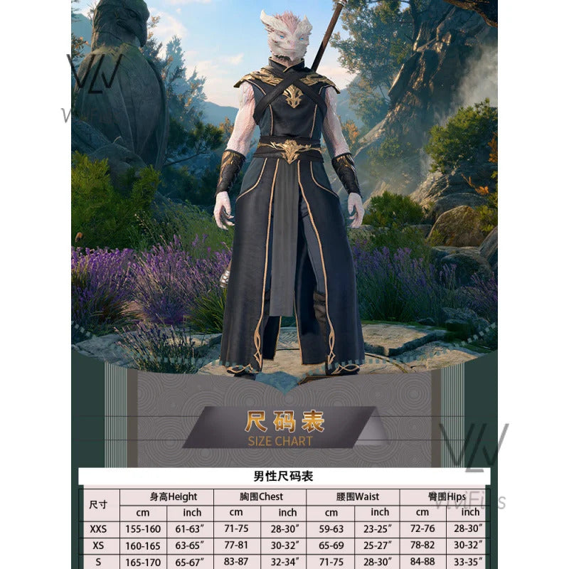 The Dark Urge Cosplay Costume BG3 Male White Dragonborn and a Sorcerer Outfits Shoes Full Set Halloween Carnival Party Clothing