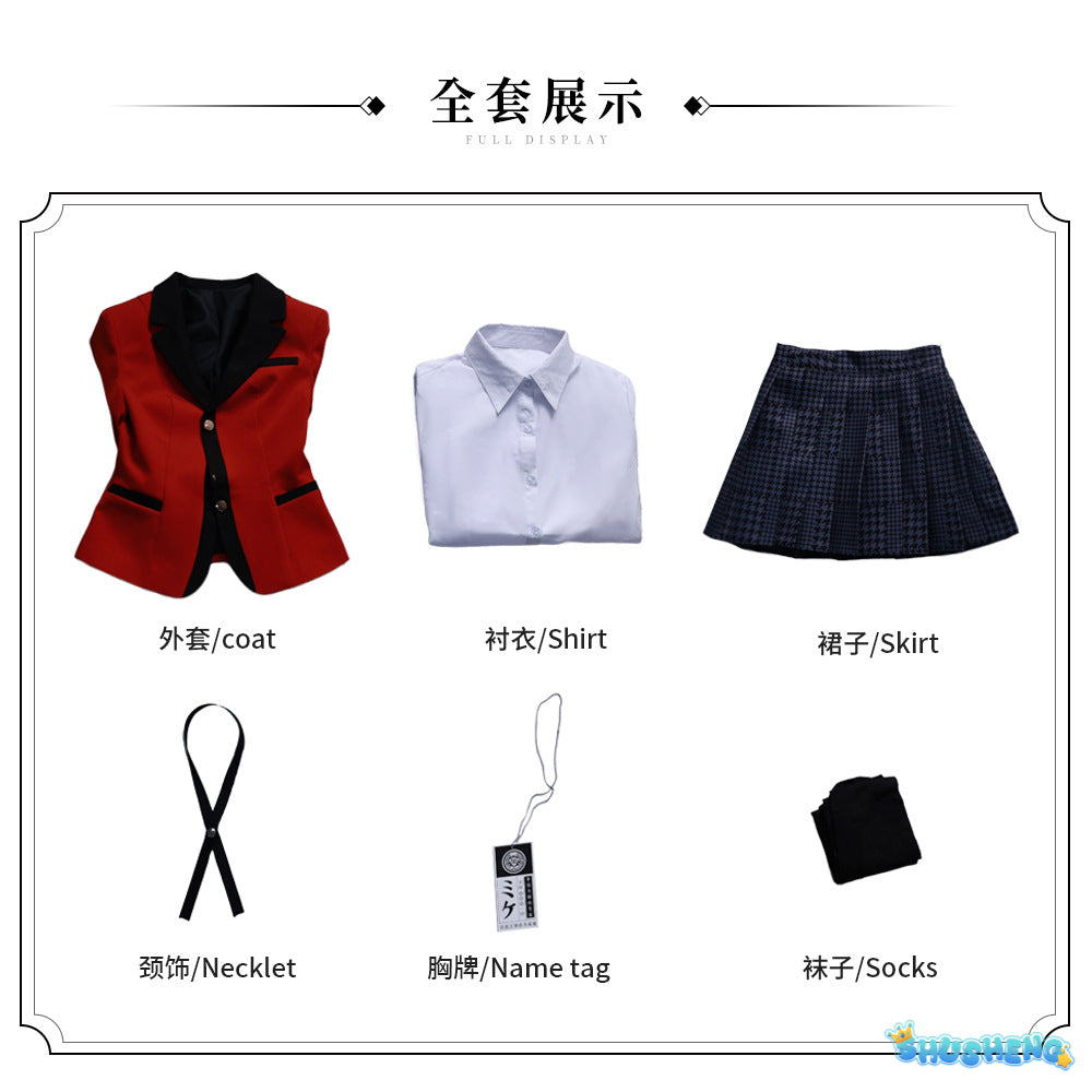 Anime Kakegurui Jabami Yumeko Cosplay Costume Halloween Sayaka Compulsive Gambler Japanese School Girls JK Uniform Halloween Cos