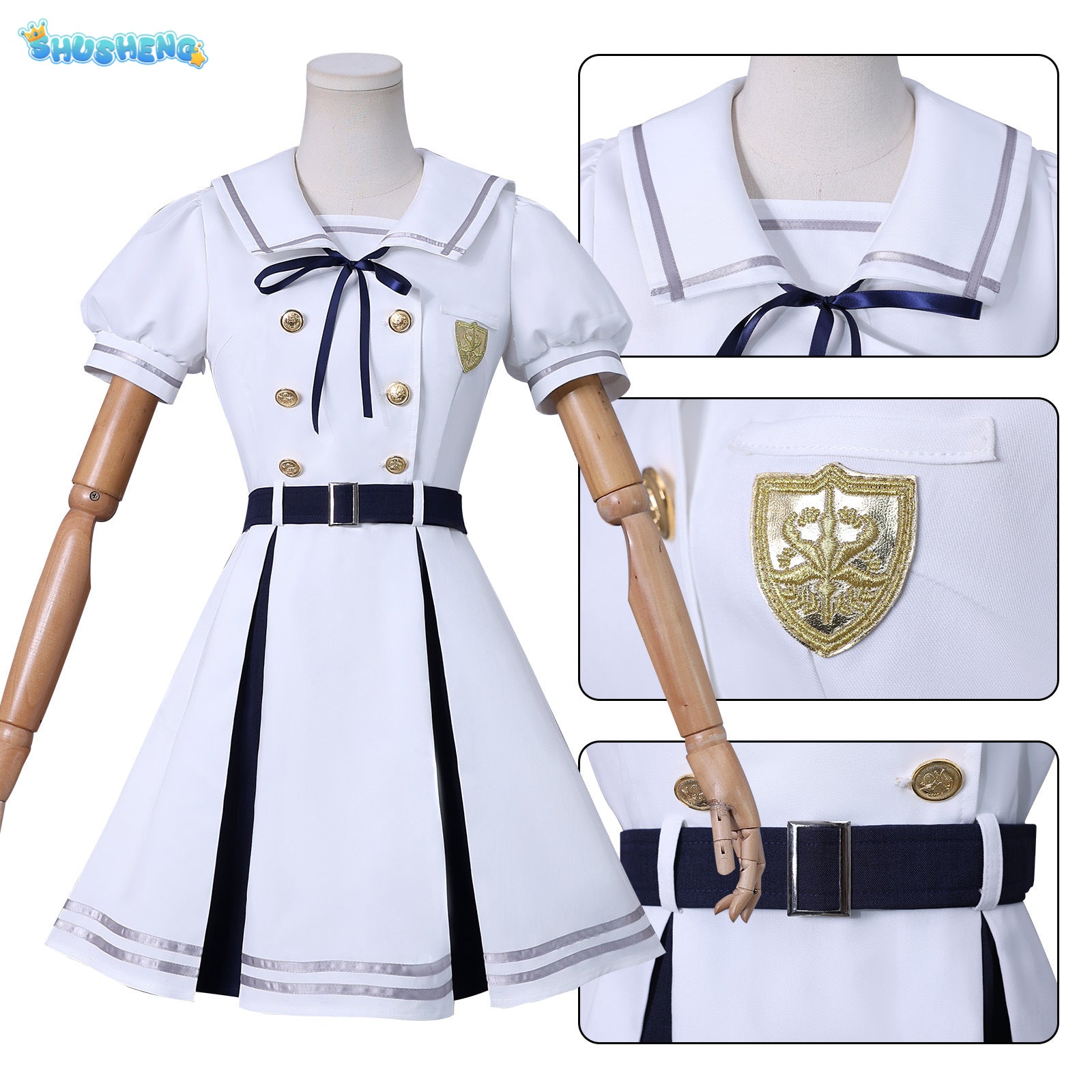 Anime BanG Dream! Ave Mujica Wakaba Mutsumi Cosplay Costume Japan South Korea White School Uniform Dress Wig Woman Kawaii Suit