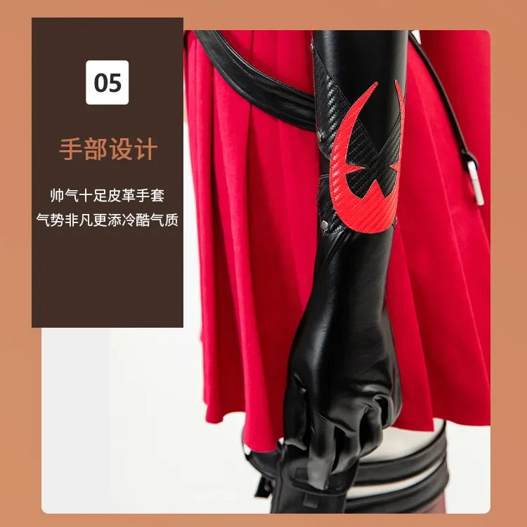Psylocke Cosplay Rivals Red Ghost Hunter Costume Hat shoes suspender dress gloves socks prop set Halloween women fantasy uniform