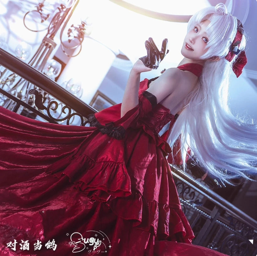Carlotta Montelli Game Wuthering Waves cosplay costume Halloween Party Gorgeous Red Princess Dress Accessories Props Wig Uniform