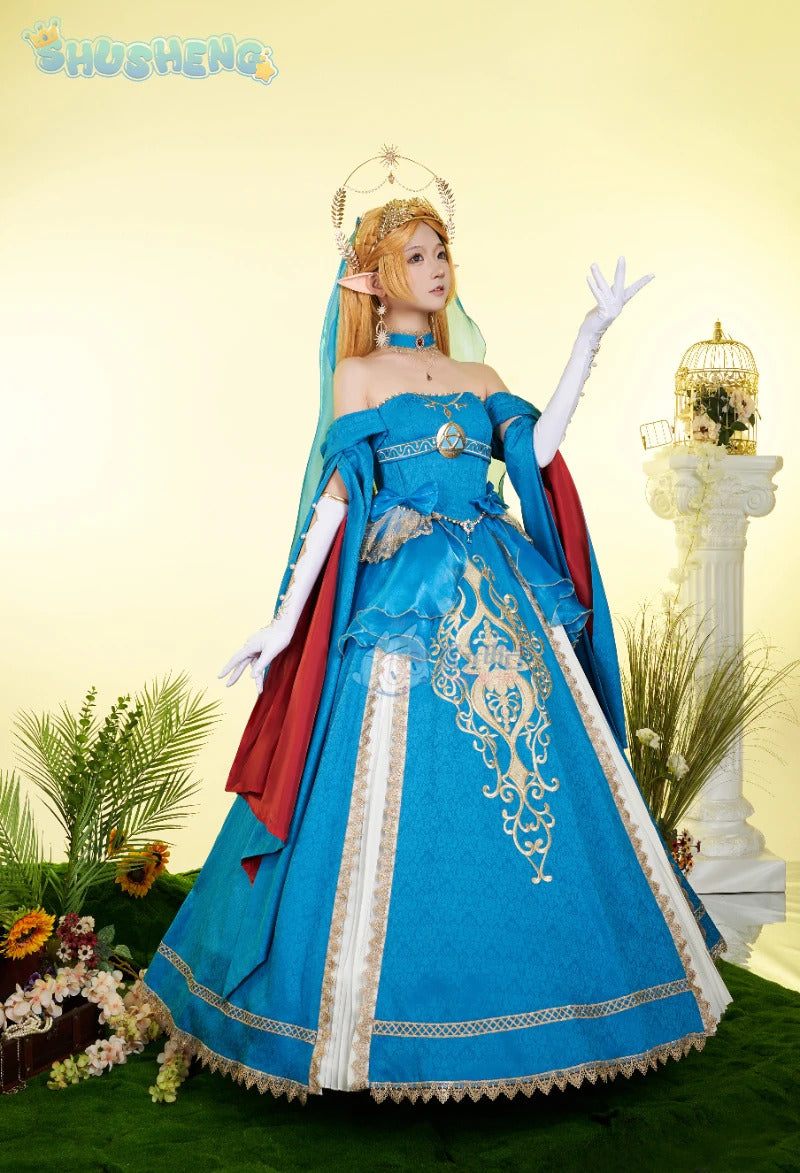 Zelda Cosplay Costume Halloween party wig Elf ears Accessories gorgeous cute Lolita dress Zelda princess Woman set