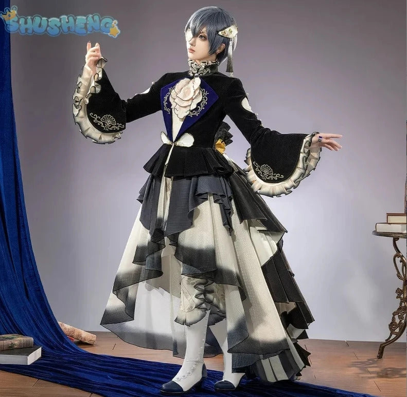 Anime Black Butler Ciel Phantomhive Gown Cosplay Costume Party Carnival Gorgeous Dress Accessories Prop Fashion Men Women Set