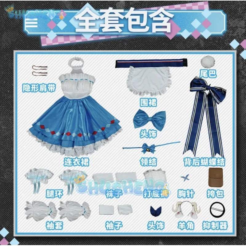 Shusheng Arknights Eyjafjalla A Picnic Before A Long Trip Game Suit Sweet Lovely Dress Cosplay Costume Halloween Party Outfit