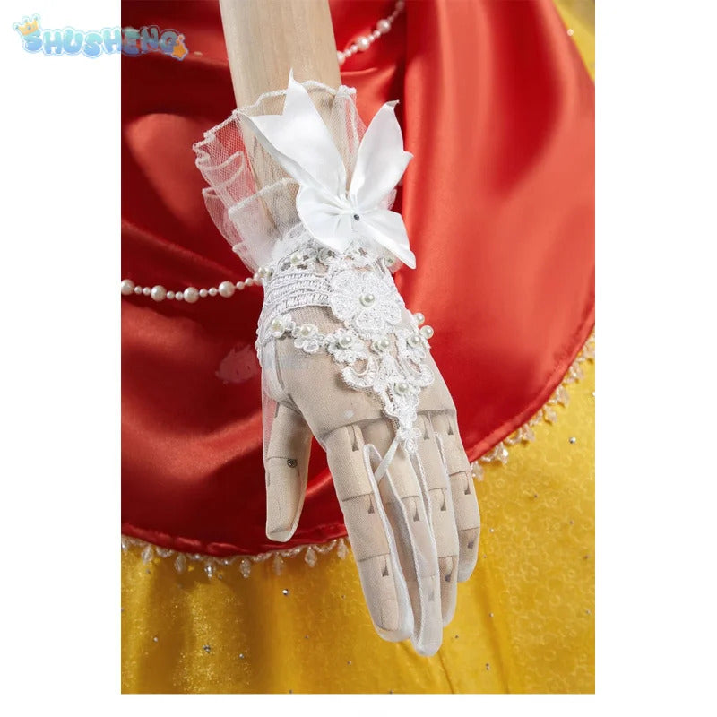 Shusheng-R Princess Daisy Cosplay Super Cos Bros Daisy princess Costume Halloween Party Gorgeous Dress Prop crown Women Sweet New Set