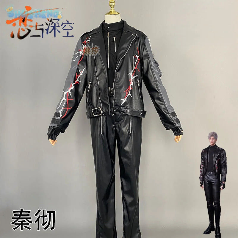 Love and Deepspace Sylus Cosplay Visitors from another world Costume Halloween Carnival Fashion Leather Props Uniform Sylus Set