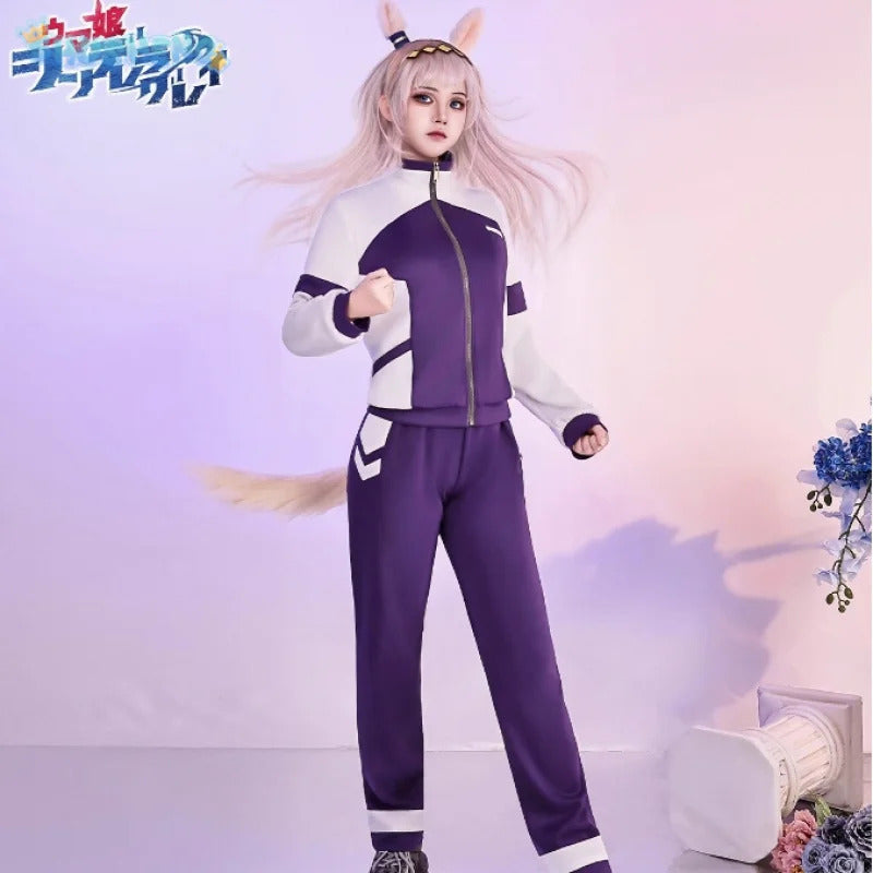 Shusheng-R Oguri Cap Anime Uma Musume Cinderella Gray Cosplay Costume Wig Sportswear Headwear Tail Halloween Party Women Girls casual set