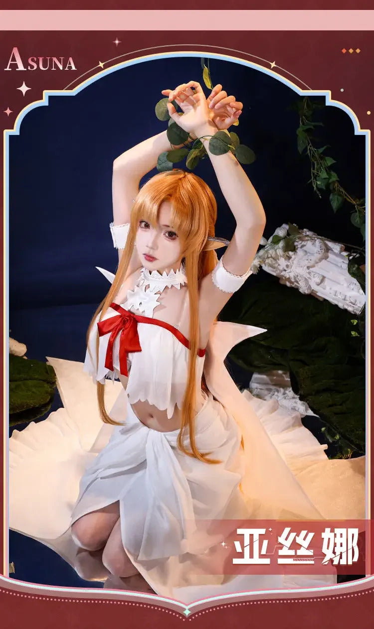 Shusheng-SR Sword Art Online SAO Yūki Asuna Cosplay Yuuki Asuna Elf prison uniform Costume Halloween sexy dress school props sweet Woman set