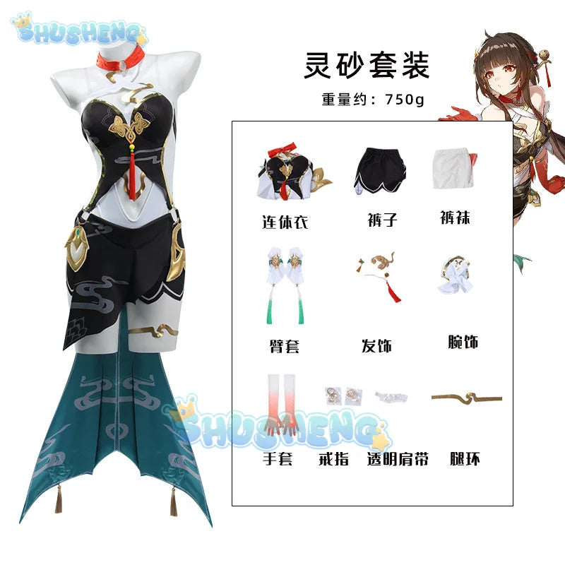 Game honkai: Star rail lingsha cosplay anime women fashion costume role play clothing Halloween carnival outfit full set