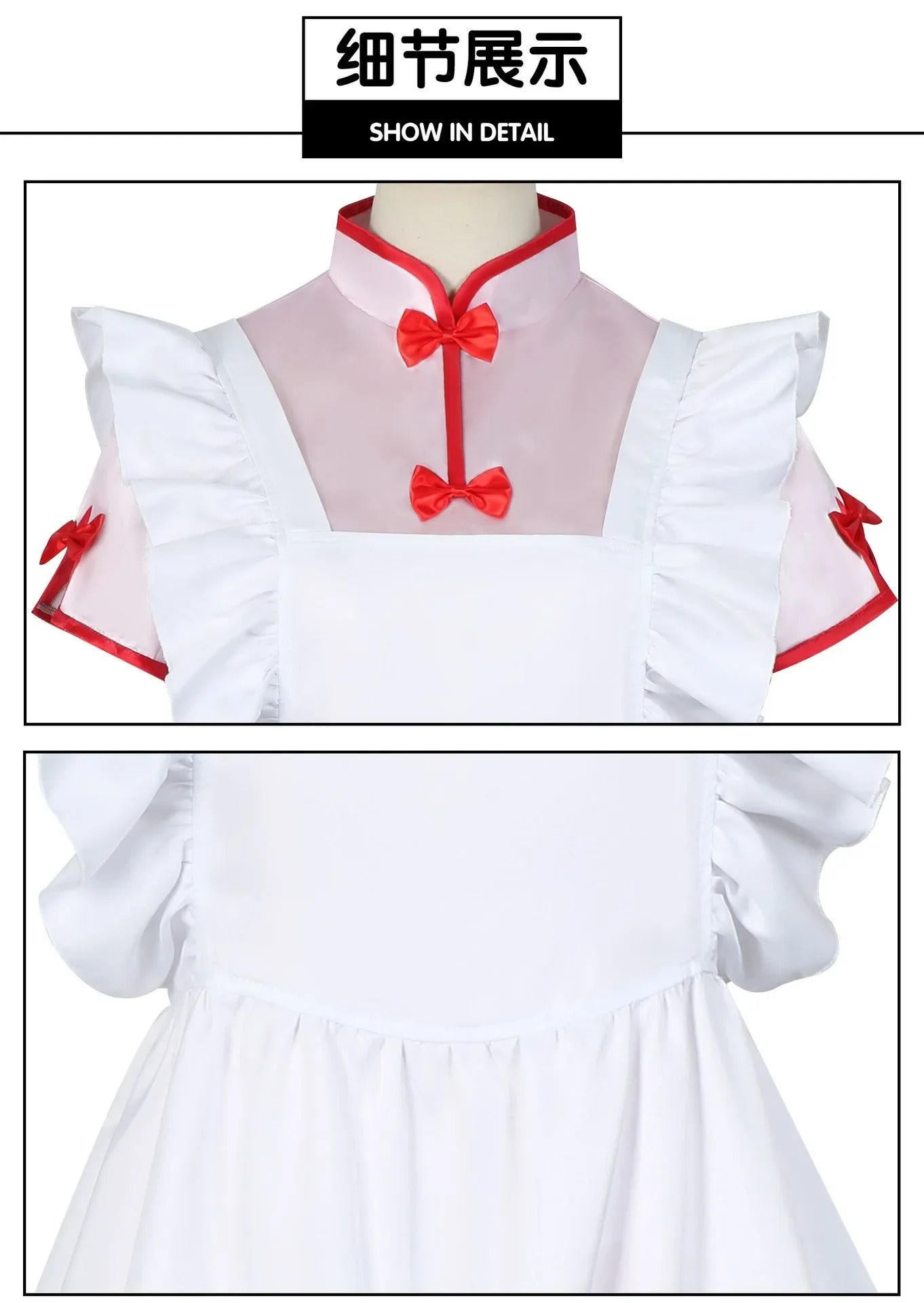 Anime Ranma 1/2 Shampoo Cosplay Costume Wig Dress Maid Uniform Cheongsam Headwear Ranma Saotome Halloween Party Women Girls Prop
