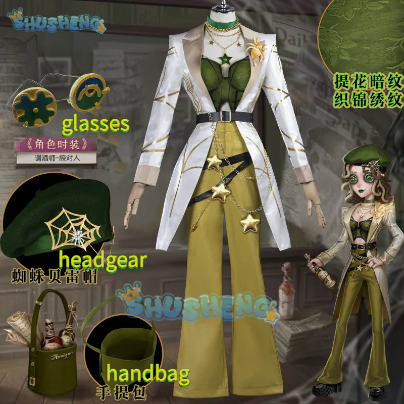 Identity V Demi Bourbon Barmaid Proofreader Skin Game Suit Vintage Fashion Cosplay Costume Halloween Party Outfit