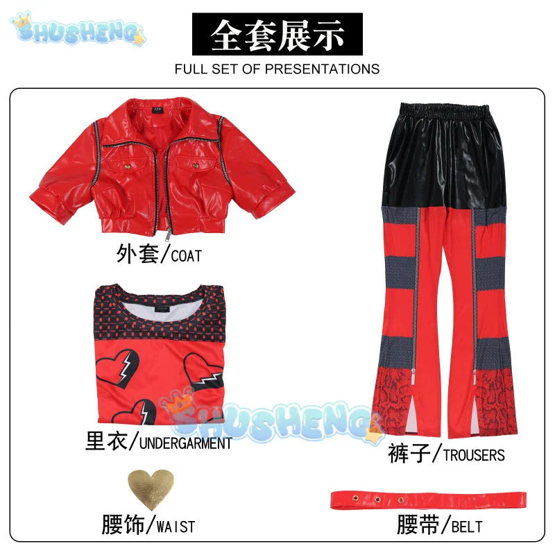 2024 Halloween Red Cosplay Costume Descendants Queen Of Hearts' Daughter Uniform Set The Rise Of Princess Full Outfits Shusheng