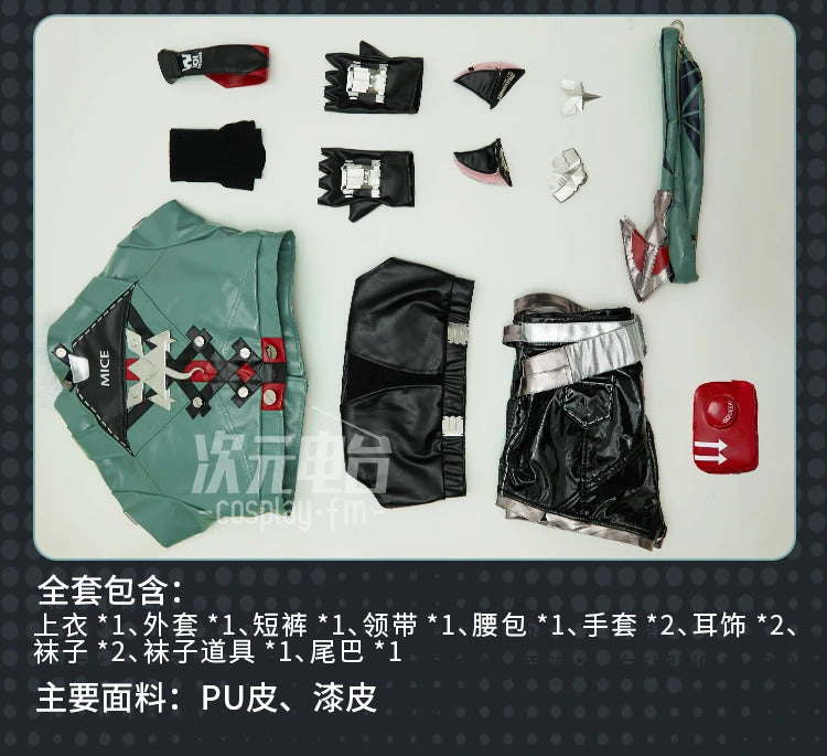Jane Doe Cosplay Game Zenless Zone Zero Costume Sexy Mouse Girl Tail Waist Bag Socks Gloves Accessories Set Carnival Party Set