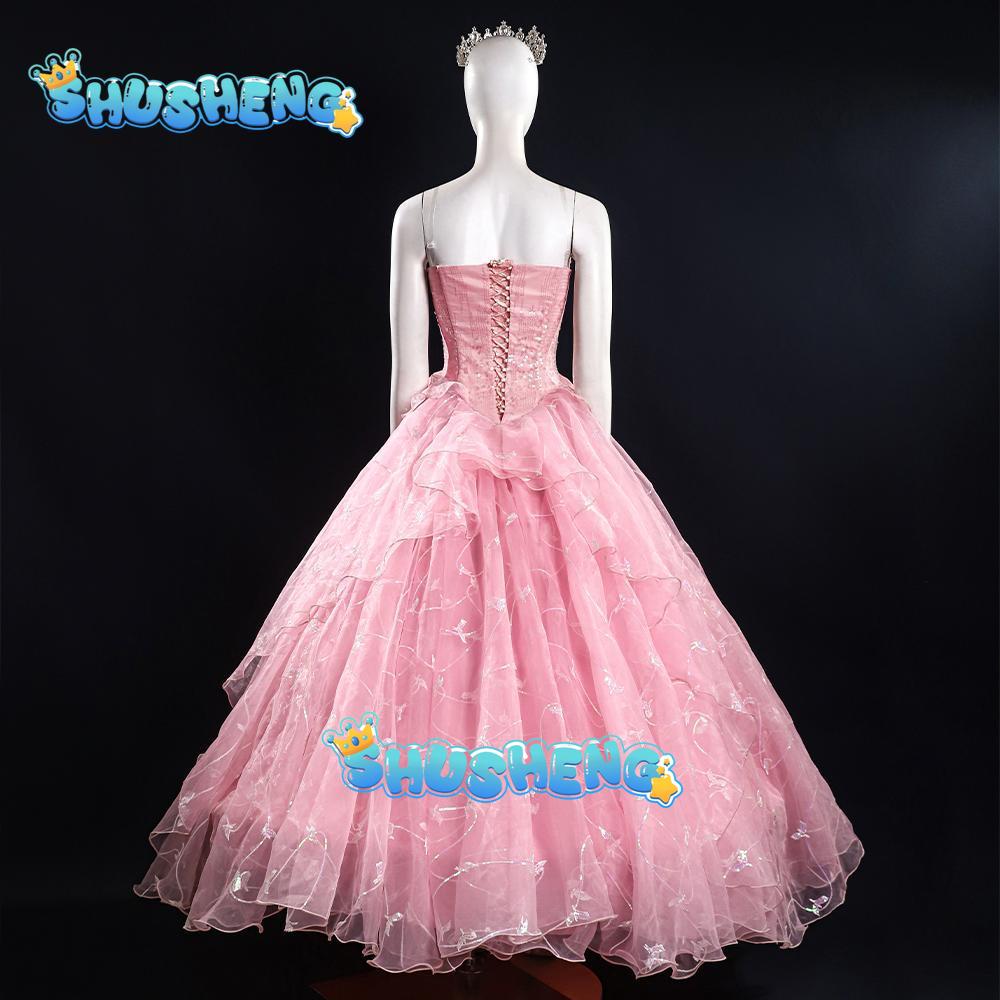 Wicked Glinda Cosplay Witches Costumes Clothes 2024 Movie Party Role-playing Princesses Pink Suit Dress Ball Gown Robe Hat