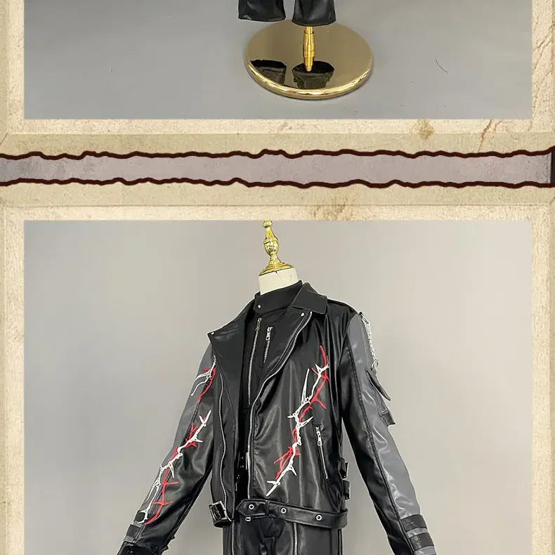 Love and Deepspace Sylus Cosplay Visitors from another world Costume Halloween Carnival Fashion Leather Props Uniform Sylus Set