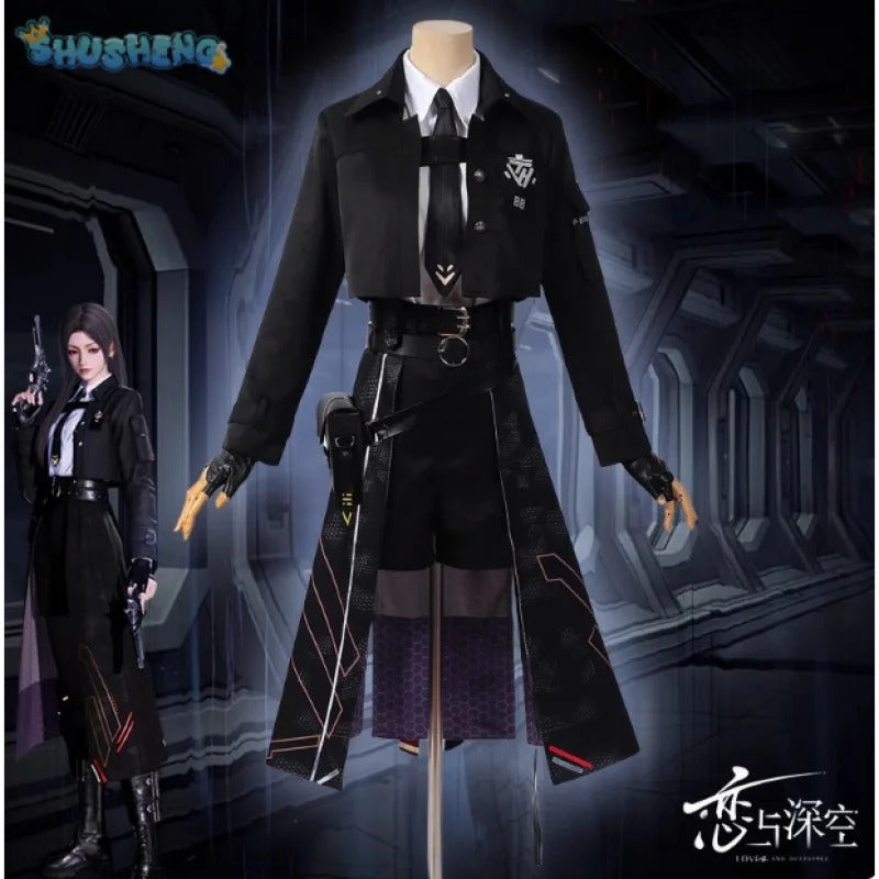 Shusheng-R Love and Deepspace Heroine Cosplay Costume Halloween combat suit including gloves outerwear shirt tie men women handsome set