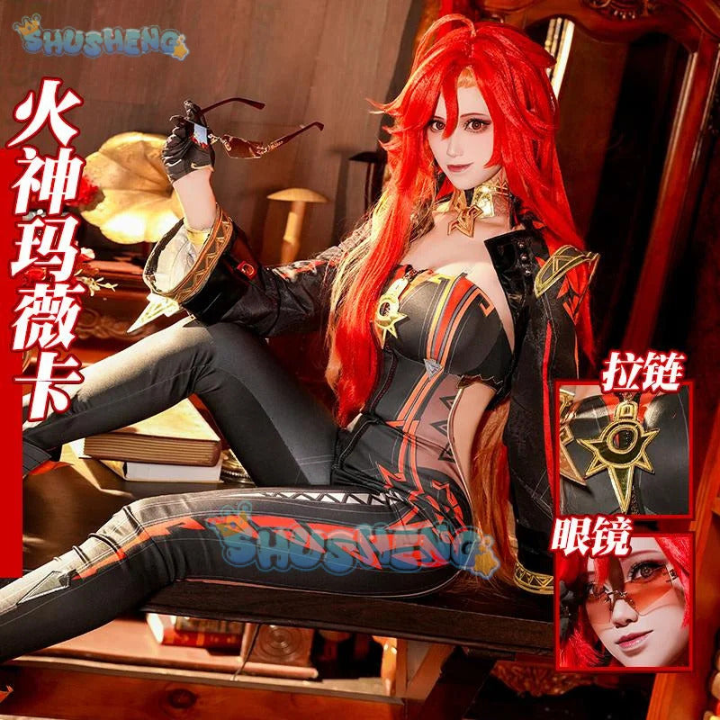Mavuika Cosplay Costume Game Genshin Impact Uniform Halloween Carnival Party Christmas Play Role Clothes Clothing for Women