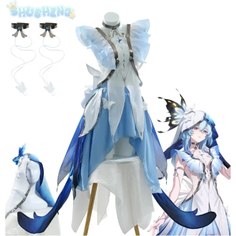 Shusheng Wuthering Waves The Shorekeeper Cosplay Costume Dress Uniform Veil Black Shores Halloween Party for Women Girls Props